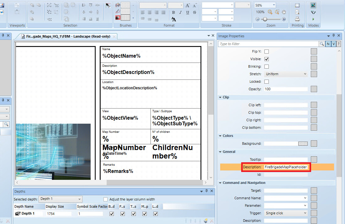 Schritt 2: Grafik ändern: Beschreibungseigenschaft eines Bildobjekts auf „FireBrigadeMapPlaceholder“ einstellen