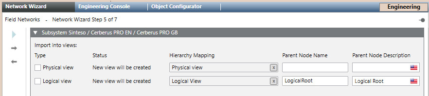 Importieren Sie optional die physischen und logischen Ansichten.