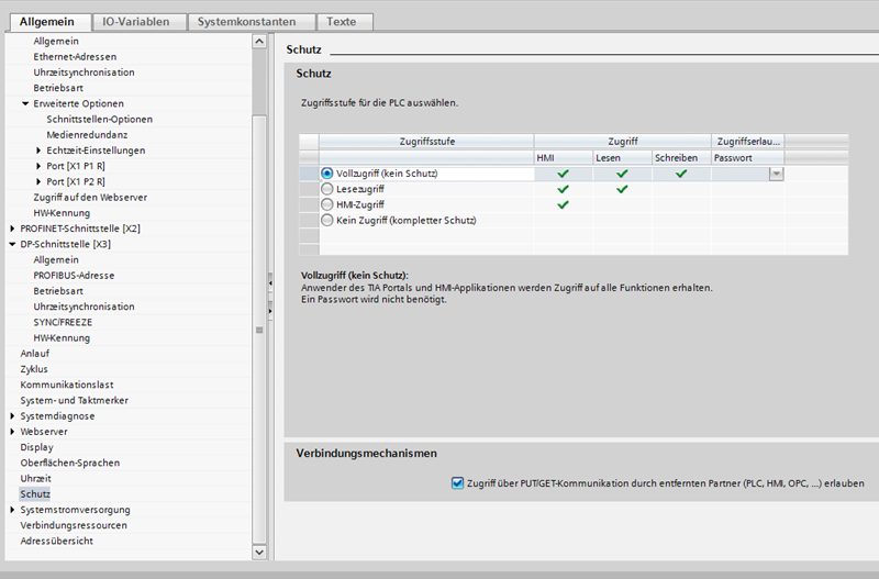 Schritt 1: SPS-Gerätekonfigurationseinstellungen für die Kommunikation im TIA-Portal 