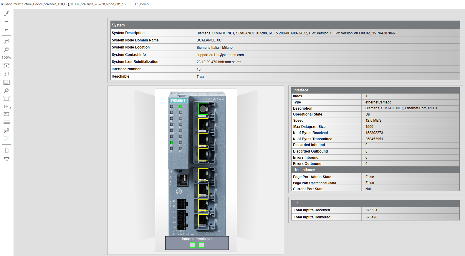 Grafische Darstellung der Scalance XC-200 im Bedienmodus