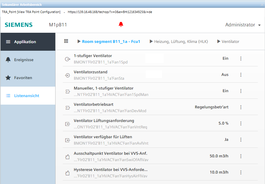 Ventilatorinformationen