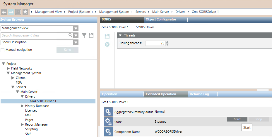 SORIS-Treiber starten
