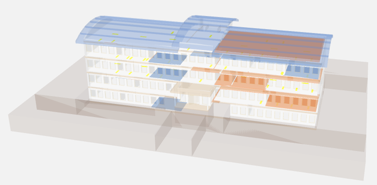 Alarmübersicht im Gebäude in der Röntgenansicht
