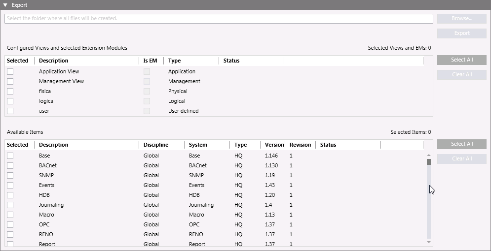 Register Lokalisierung, Expander Exportieren