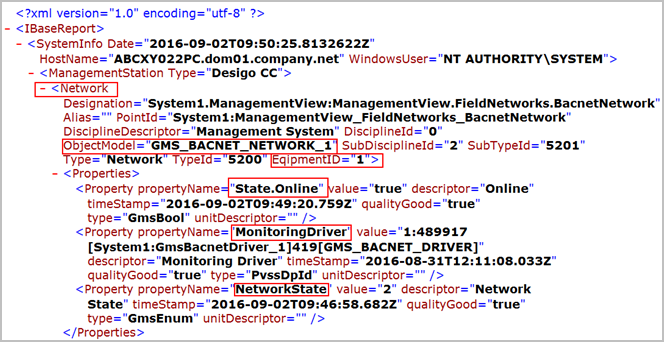 Abschnitt Network im IBase-Bericht für die Dritt-BACnet-Erweiterung