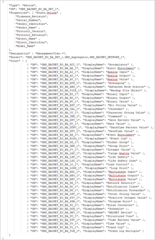 Abschnitt Device für die Dritt-BACnet-Erweiterung