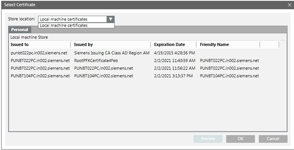Wählen Sie das Dialogfeld Zertifikat für eine Website.