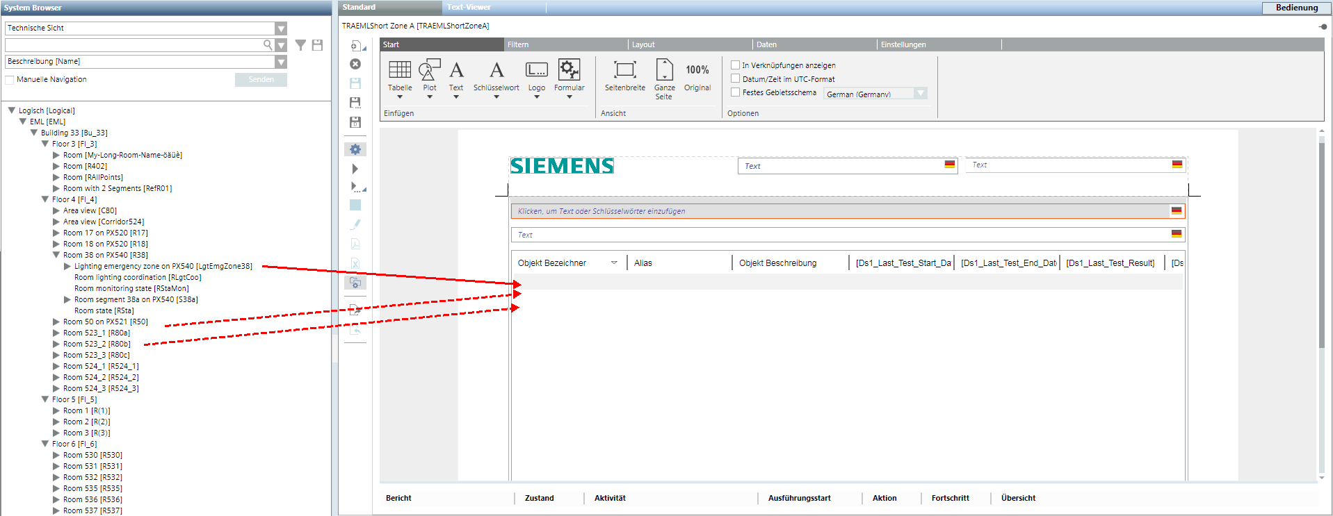 Berichtinhalt definieren