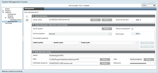 Erstellen einer Web-Applikation im automatischen Modus
