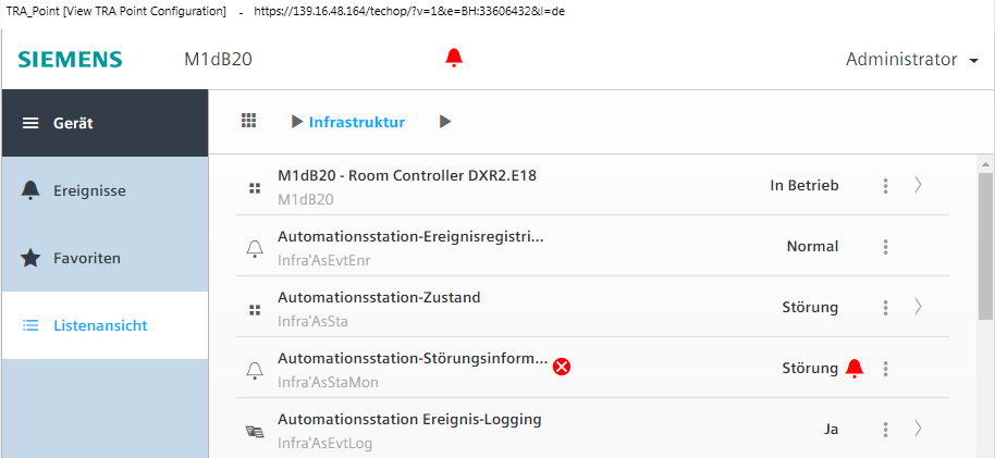 Informationen zur Desigo Automationsstation