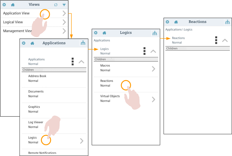 Navigation in der Systemstruktur