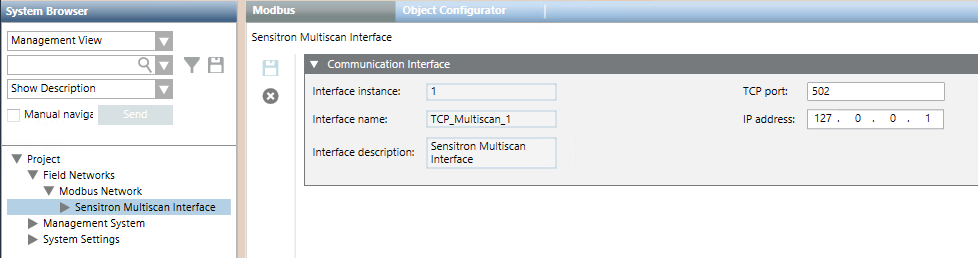 Communication Settings of the Interface