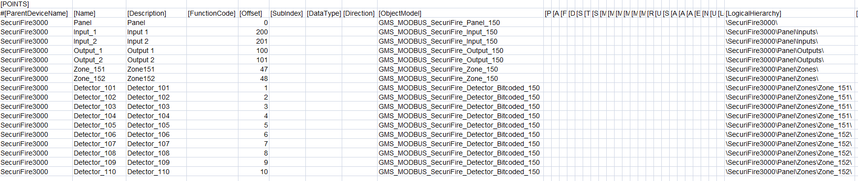 Points Section (When Not Used Fields Are Collapsed)