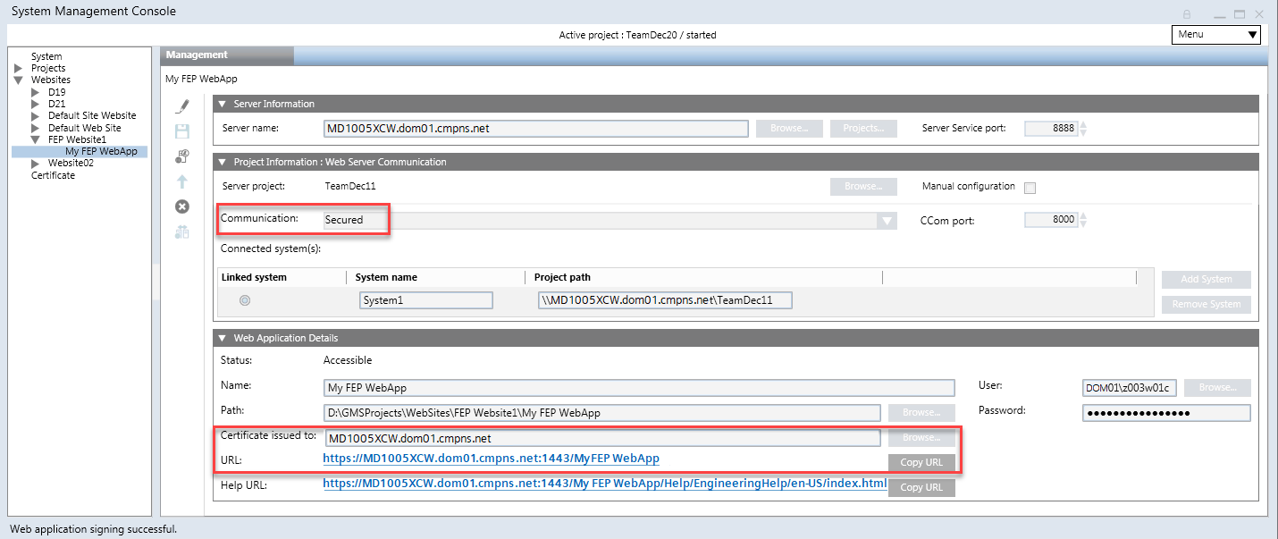 Erstellung einer Webapplikation auf einem Remote-Webserver (IIS), der auf einem Client/FEP gehostet ist