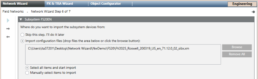 Optionally Import the Fire System Configuration