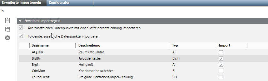 Erweiterte Importregeln für Desigo Automation