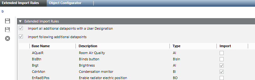 Extended Import Rules for Desigo automation and control