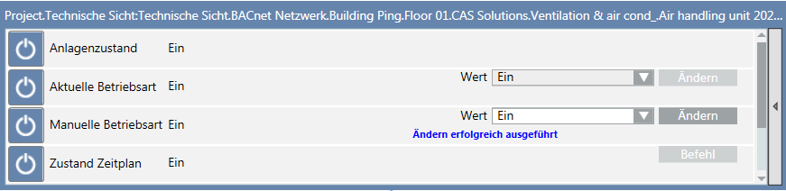 Betriebsart der Luftaufbereitungsanlage steuern