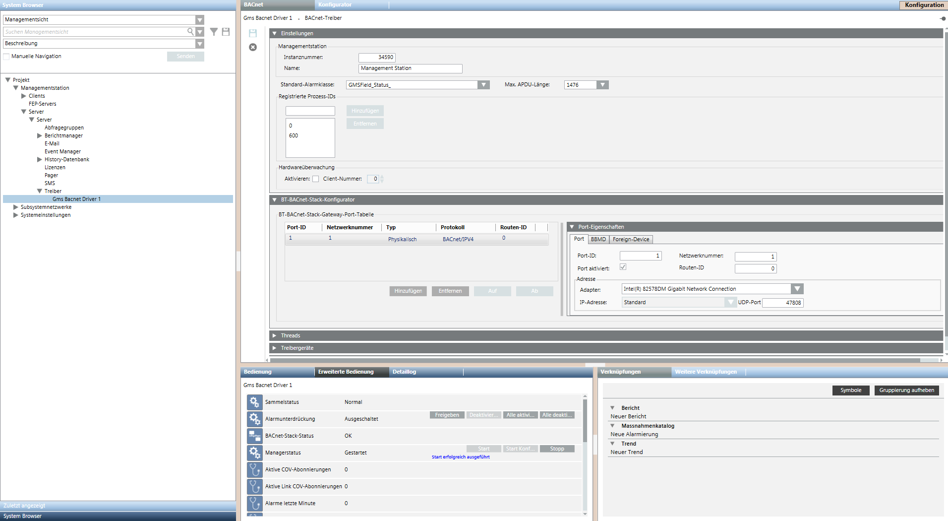 Beispiel eines BACnet-Treibers auf dem Server