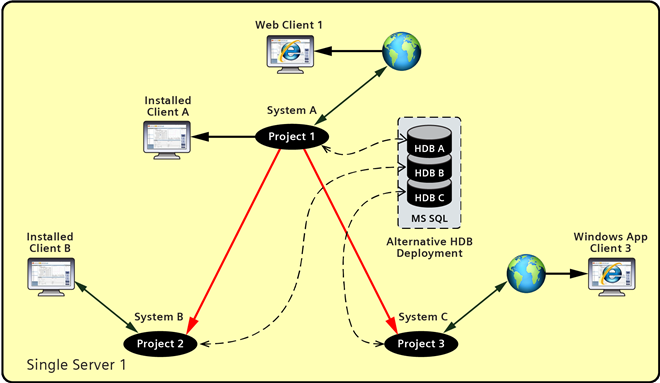 Hierarchical Distributed Systems on a Single Server