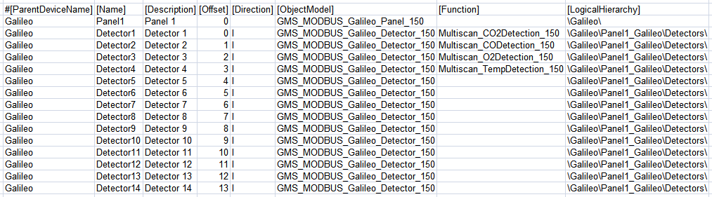 Galileo Points Section (When Not Used Fields Are Collapsed)