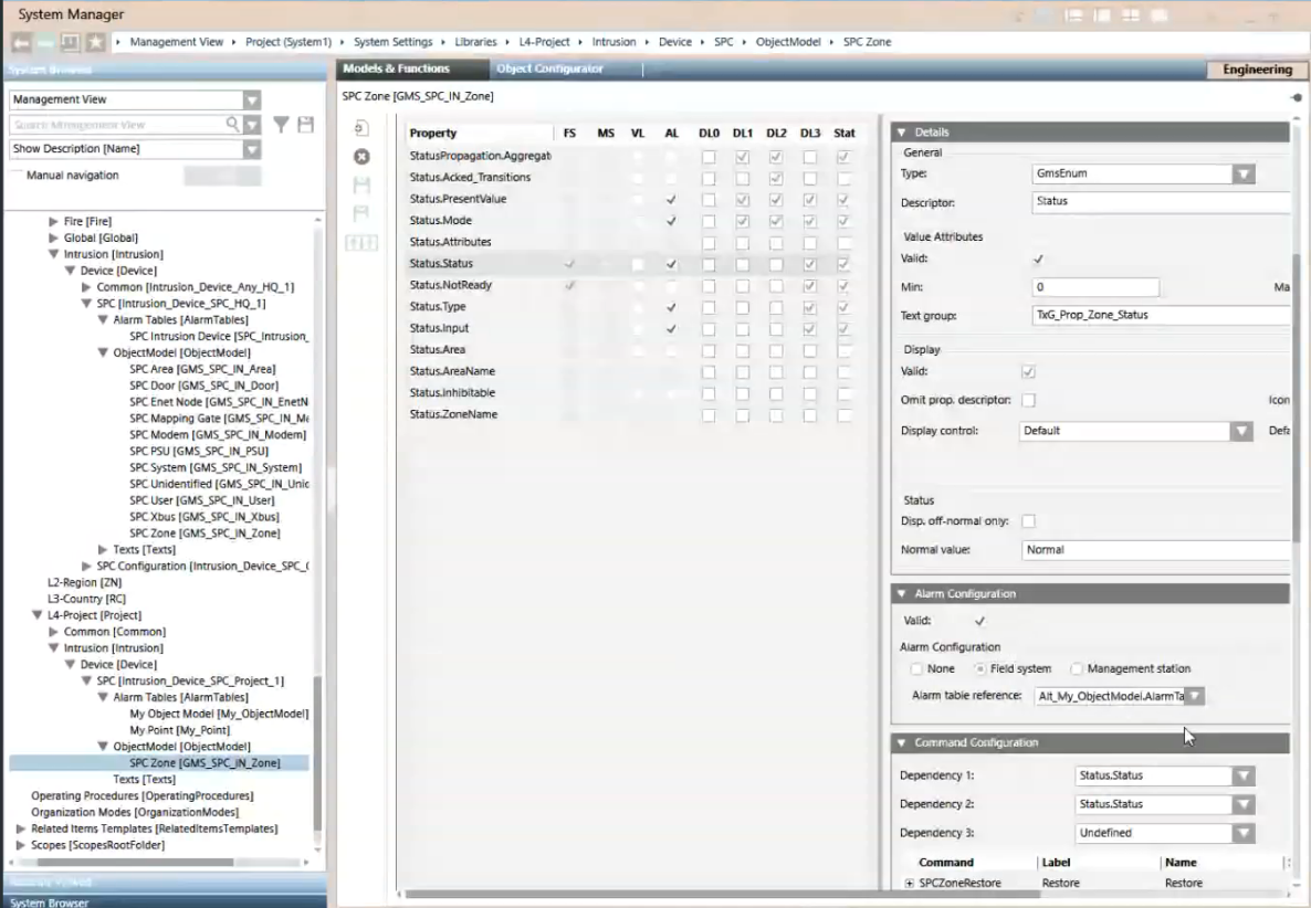 Apply Customized Alarm Table to Customized Object Model
