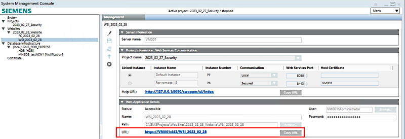 Server URL in System Management Console