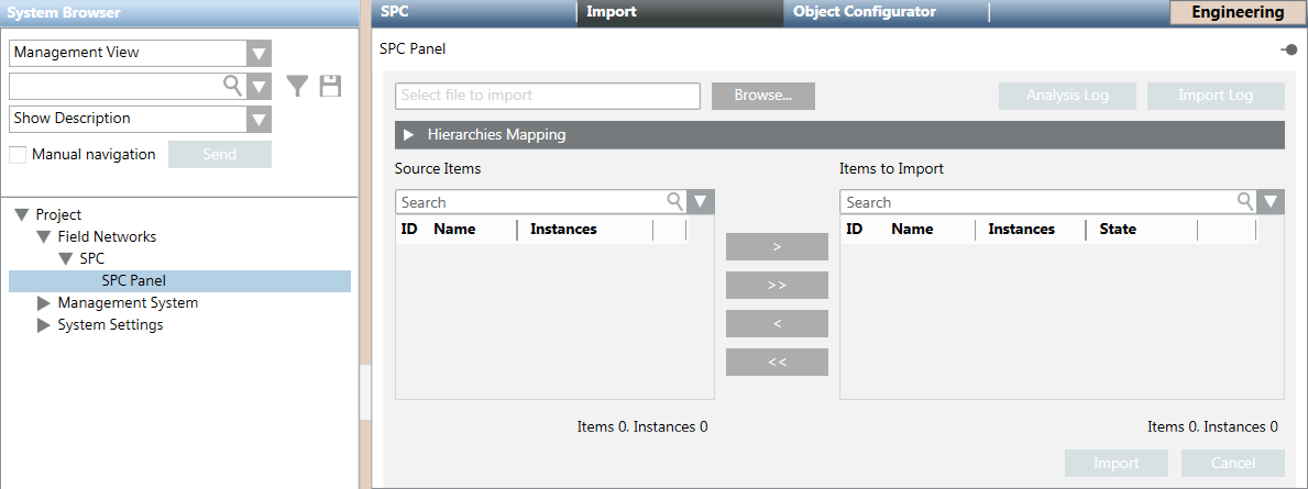 SPC Configuration File Import