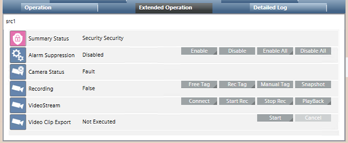 Kameraeigenschaften und -befehle im Register Erweiterte Bedienung
