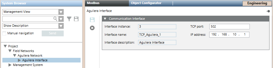 Communication Settings of the Interface