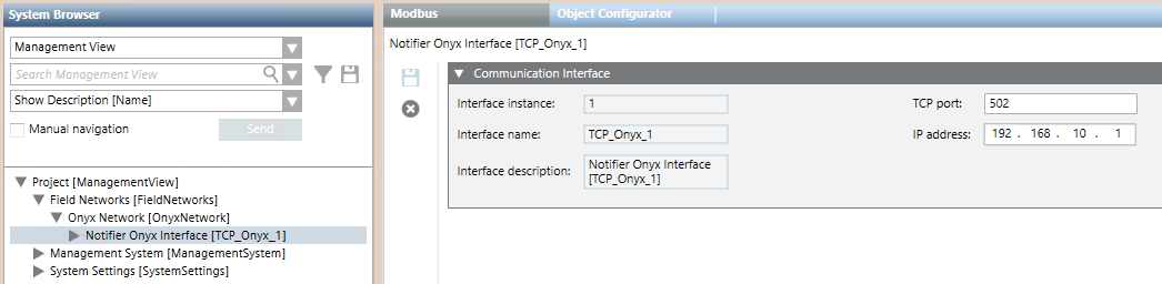 Communication Settings of the Interface