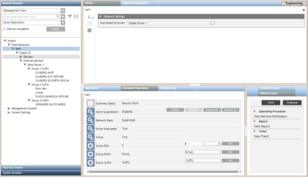 Grouping of SiPass Objects