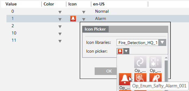 An Icon Assigned to the Alarm Value